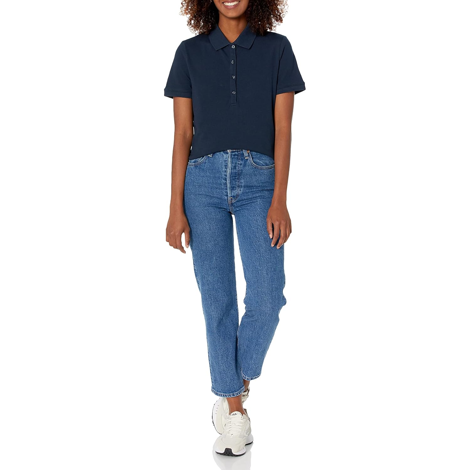 Women's Short-Sleeve Polo Shirt, Soft Stretch Cotton Jersey (Available in Plus Size)