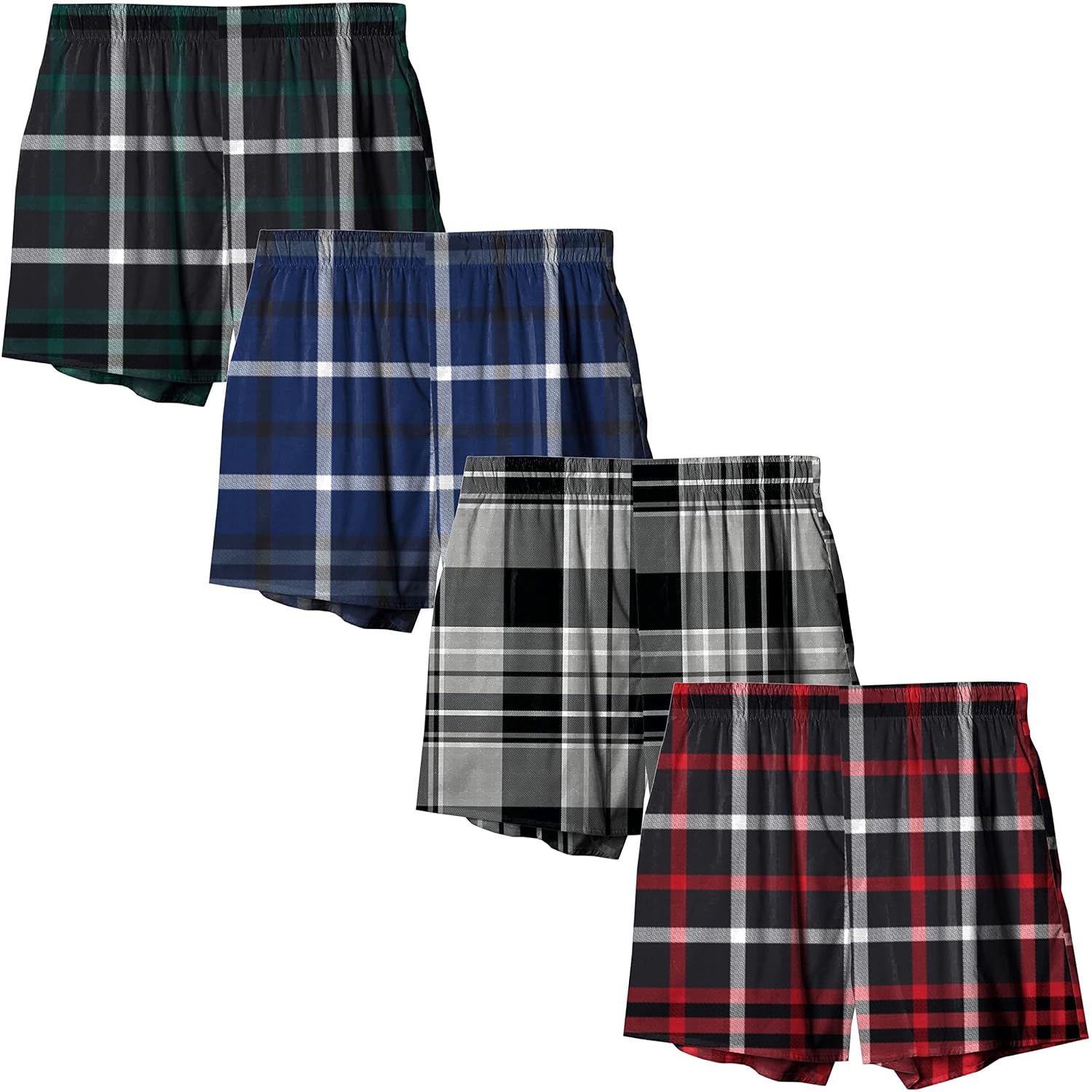 Andrew Scott Men'S 4 Pack Cotton Flannel Super Soft Woven Boxer Shorts