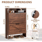 Rwyhg Shoe Cabinet Storage For Entryway With 2 Flip Drawers Open Storage Layer Rack Narrow Organizer Slim Hidden Wood Shoe Cabinet Furniture Walnut