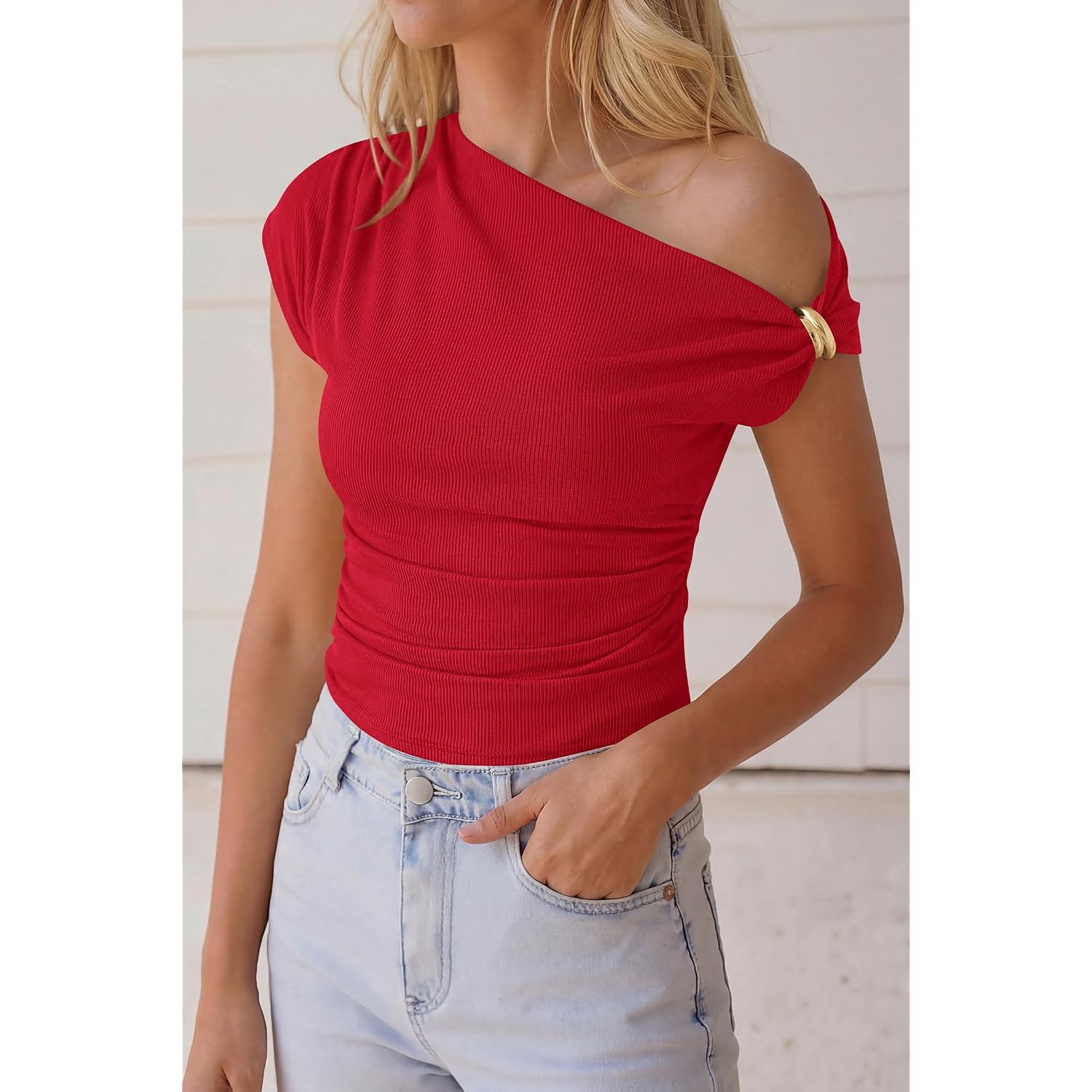 Prettygarden Womens Summer Off The Shoulder Crop Tops Ribbed Going Out Fitting T Shirts Trendy Spring Y2K Clothes 2026