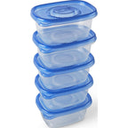 Glad GladWare Medium Rectangle Food Storage Containers with Lids, BPA Free Plastic for Soups Salads and Meal Prep, Airtight Leak Resistant, Microwave Dishwasher Freezer Safe, 24 Oz, 5 Count