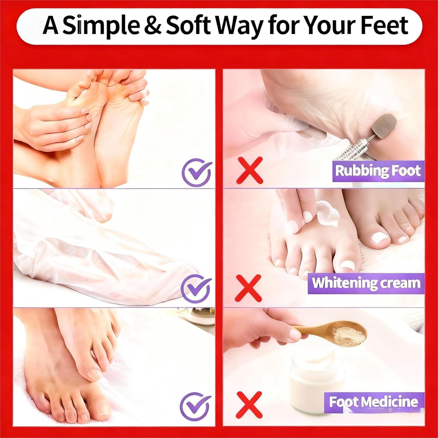 Foot Masks for Dry Cracked Feet, Lavender Moisturizing Socks - Intensive Hydrating Foot Care & Cracked Heel Treatment, 5 Pairs