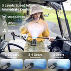 Socool 10000Mah Portable Waist Fan Clip On Wearable Belt Personal Fan Rechargeable Battery Operated With 5 Speeds & Flashlight Neck Hands-Free 40H Cooling For Outdoor Camping Travel (Gray）