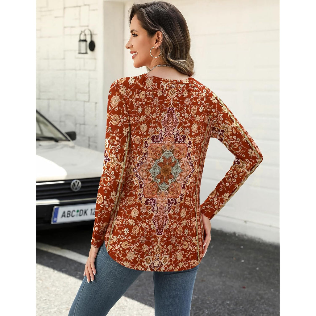 Zeagoo Long Sleeve Shirts For Women Crew Neck Casual Fall Fashion Blouses Basic Tunic Tops Dressy Work Clothes