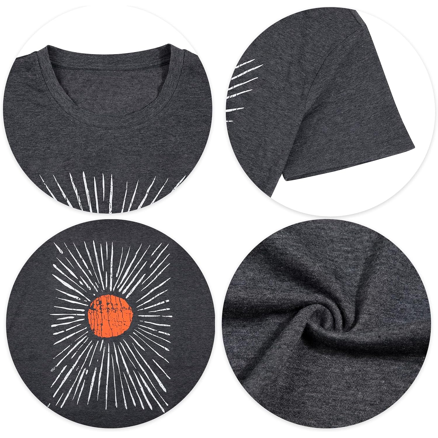 Womens Oversized Tee Shirts Vintage Sunshine Graphic Tees Hiking T-Shirts Boho Summer Short Sleeve Top Dark Grey