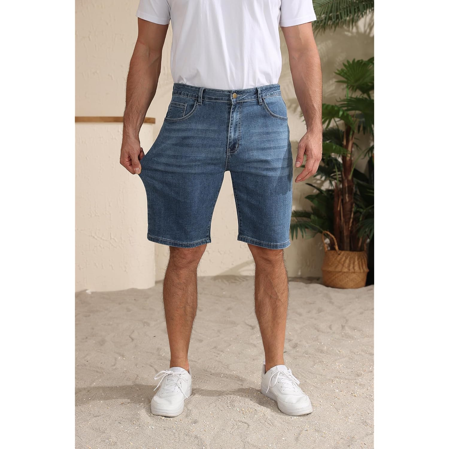 Men'S Jean Shorts Summer Casual Stretch Jorts Relaxed Fit Denim Short Pants