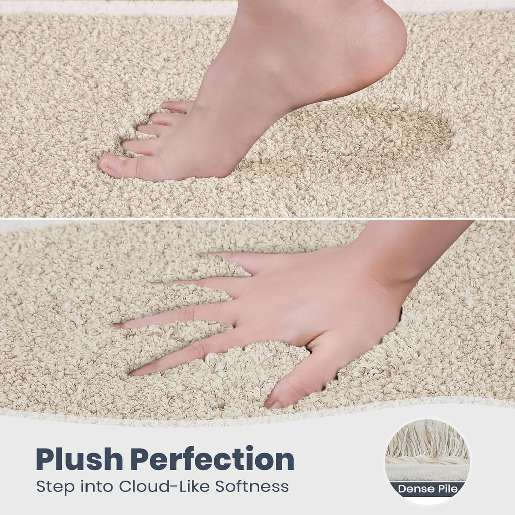 PURRUGS Bathroom Rug Non-Slip Machine Washable 20" x 30", Super Absorbent and Quick Dry Shaggy Microfiber Bath Mat, Extra Soft and Plush Bath Rug for Bathtub, Shower, and Sink, Beige