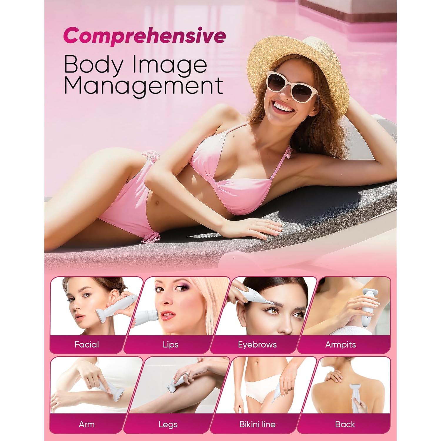 3 in 1 Bikini Trimmer for Women, Electric Razors for Women with Display, Painless Bikini Trimmer, USB Charging, Electric Shaver for Woman,Shaver for Woman for Face, IPX7 Waterproof,White