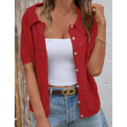 Short Sleeve Button Down Shirt for Women Lapel Lightweight Collared Blouses 2026 Summer Casual Cotton Tops