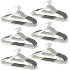 60 Pack Heavy Duty Plastic Hangers, Non Slip Clothes Hangers With Rubber Pads And 360° Hook - Thin Space Saving Hanger, Closet Organizer For Shirt, Pants, Suit, Skirt,Coat - Gray