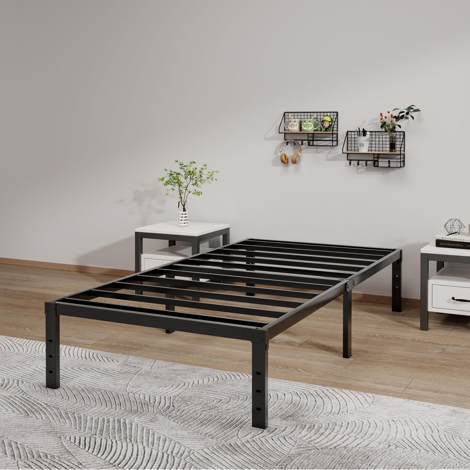 Lumunance Metal Bed Frame Twin Size - 14 Inch Heavy-Duty Twin Platform Bed Frame No Box Spring Needed, Easy Assembly, Noise-Free, Sturdy Mattress Foundation, Underbed Storage Space
