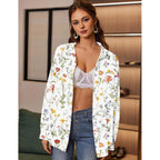 Womens Button Down Shirts Oversized Long Sleeve Floral Printed Blouses Casual Work Tops Drop Shoulder Outfit Clothes