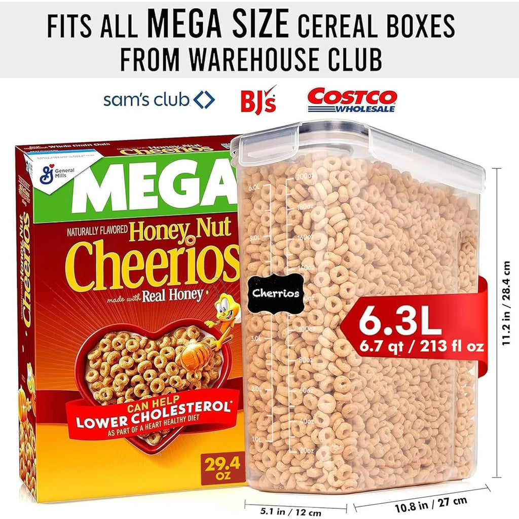 Shazo 2 Pack (6.3L / 213Oz) Extra Large Airtight Food Storage Cereal Containers For Bulk Food Storage Bpa-Free Plastic Container, Pantry Organization And Canister For Rice, Pasta, Sugar & Flour