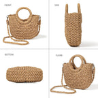 Handwoven Straw Beach Small Crossbody Bag For Women 2026 Summer Boho Wicker Handbag Shoulder Purse With Handle