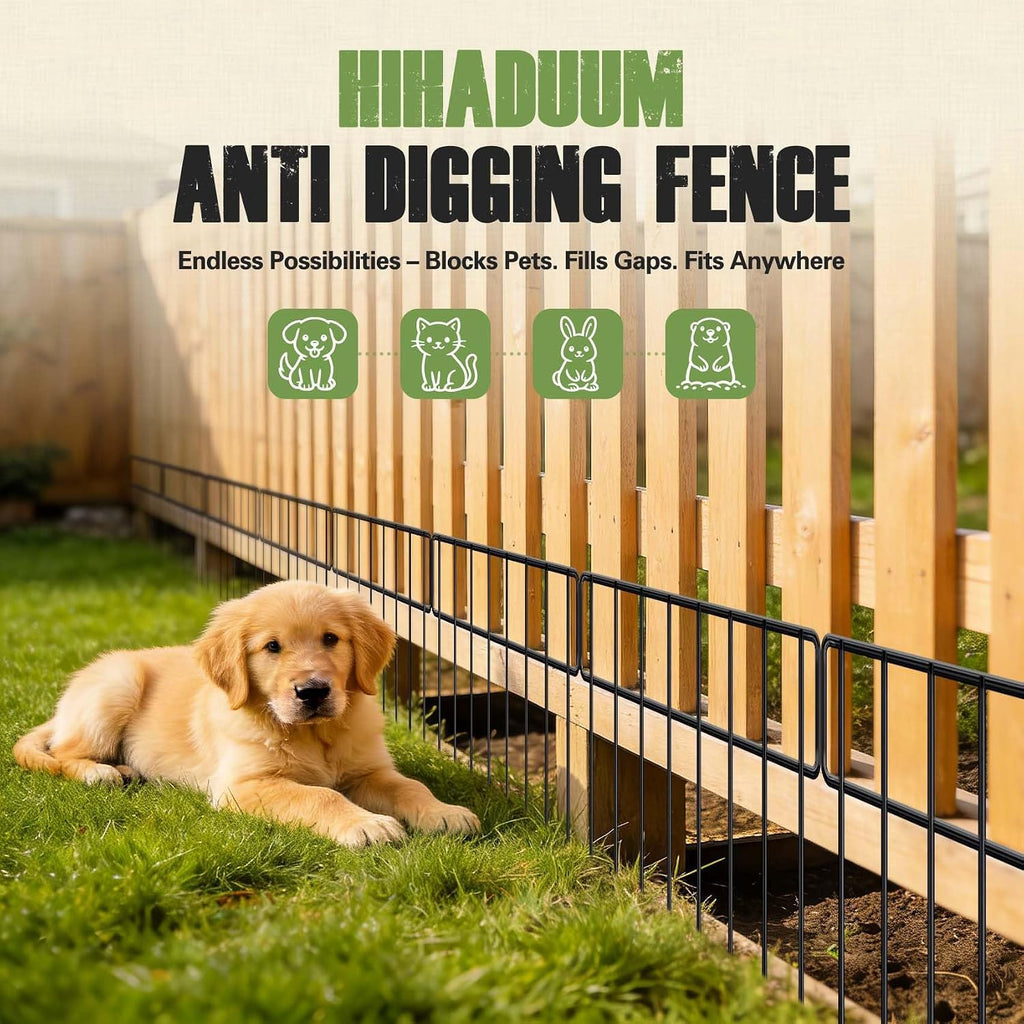 20Ft(L) X 13Inch(H) Animal Barrier Fence - 14 Pack Garden Fence Animal Barrier Garden Border Rustproof Metal No Dig Fence Panels For Dog Rabbit Defense Bottom Blocker For Outdoor Yard Patio