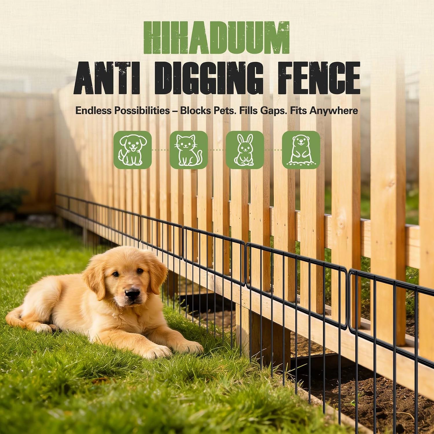 20Ft(L) X 13Inch(H) Animal Barrier Fence - 14 Pack Garden Fence Animal Barrier Garden Border Rustproof Metal No Dig Fence Panels For Dog Rabbit Defense Bottom Blocker For Outdoor Yard Patio
