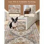 Madane Runner Rug 2x8, Washable Hallway Runner Rugs, Non-Slip Low-Pile Soft Kitchen Rug Runner Laundry Room Rug, Vintage Throw Entry Foyer Mat for Entrance Living Room (Turmeric/Grey, 2 x 8)