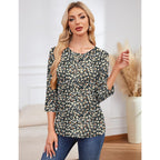 Lomon 3/4 Length Sleeve Womens Tops Casual Crewneck Pullover Tunics Summer Cute Blouses Fashion 2026
