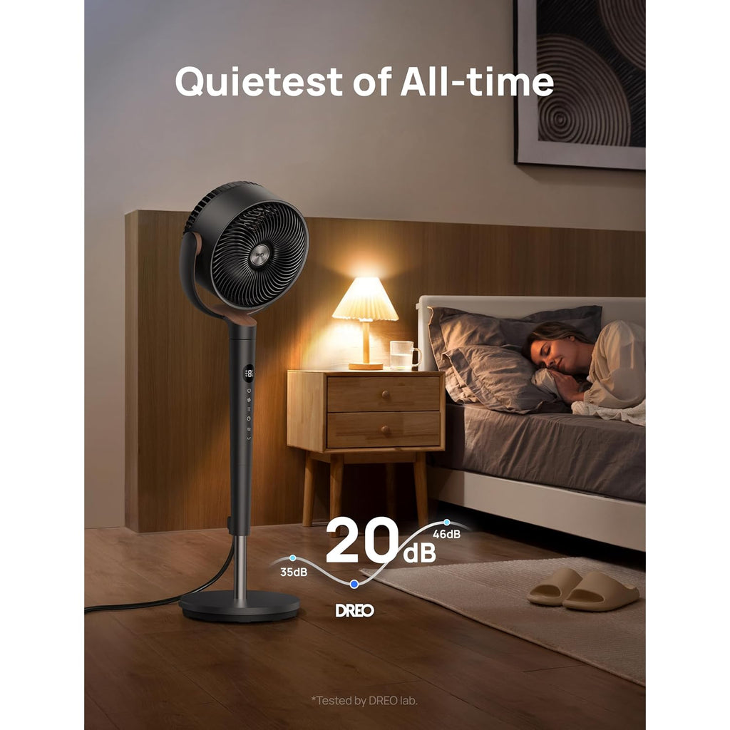 Dreo Fan For Bedroom, 120° Oscillating Standing Fans, Quiet Floor Fan With Dc Motor, 100Ft Pedestal Fans For Room, 9 Speeds, 4 Modes, 20Db, 120° Manual Vertical, 37-42" Adjustable Height, 8H Timer
