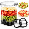 Hendiy 2-In-1 Fruit Slicer Cup, Stainless Steel | Strawberry Slicer Dicer, With Lid & Push Plate, Portable Kitchen Gadget, For Strawberry Banana Grape Egg Vegetable Salad