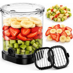 Hendiy 2-In-1 Fruit Slicer Cup, Stainless Steel | Strawberry Slicer Dicer, With Lid & Push Plate, Portable Kitchen Gadget, For Strawberry Banana Grape Egg Vegetable Salad