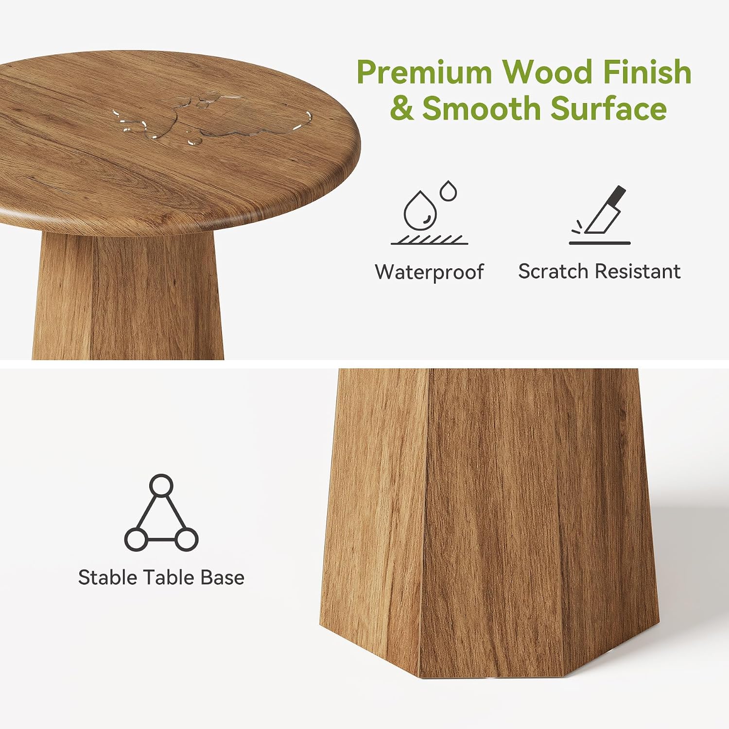 Little Tree 31.5" Round Dining Table For 4, Wood Kitchen Table For Dining Room, Small Dinner Table With Wooden Tabletop And Octagonal Base For Apartments, Office & Restaurants, Deep Brown (Oak Brown)