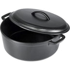 Amazon Basics Pre-Seasoned Cast Iron Dutch Oven Pot with Lid and Dual Handles, Oven Safe, Heavy-Duty, 7-Quart, Round, Black