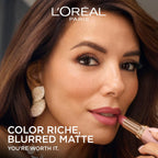 L'Oreal Paris Colour Riche Blurred Matte Lipstick for Moisturized Lips, Lip Makeup with Argan Oil and Vitamin E, Blushing Berry
