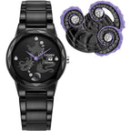 Citizen Women'S Eco-Drive Disney Villian Ursula Crystal Watch And Pin Gift Set In Black Ion Plated Watch, Black Dial (Model: Ga1075-68W)