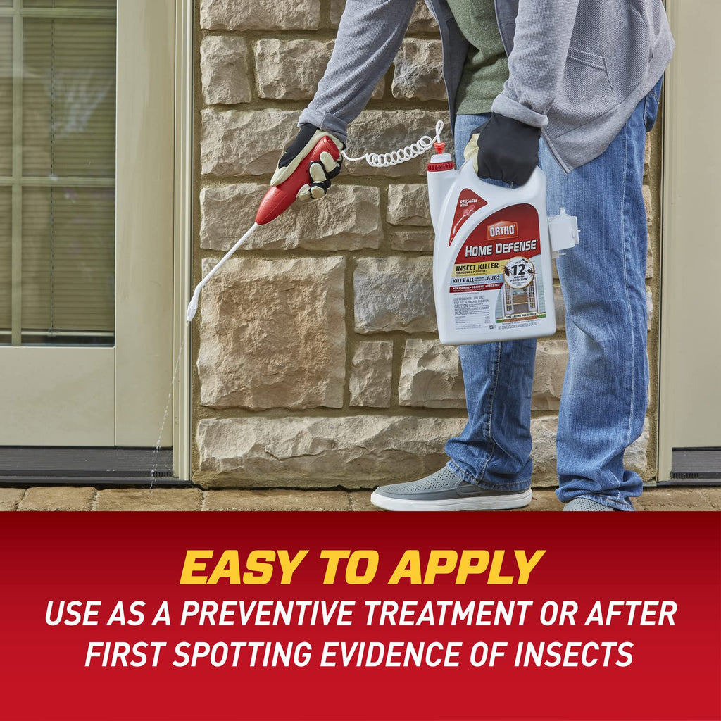 Ortho Home Defense Insect Killer For Indoor & Perimeter2, Wand, 1.33 Gal. | Ready-To-Use Bug Killer With Comfort Wand, Kills Ants, Roaches And Spiders, Use In Kitchens, Bathrooms And Home Perimeter