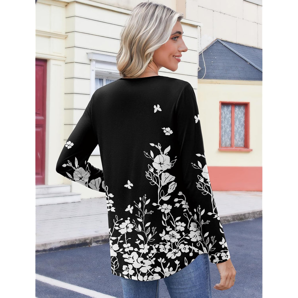 Zeagoo Womens Tops Long Sleeve Shirts Boho Tops For Women 2026 Fall Blouses Ladies Sweatshirts Spring Fashion Clothing