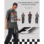 Graphic Tees Acid Washed Y2K Vintage Streetwear Cotton Short Sleeve T-Shirt Tops For Men Women