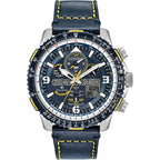 Citizen Men'S Eco-Drive Promaster Air Skyhawk Atomic Time Keeping Pilot Watch In Stainless Steel With Blue Leather Strap, Blue Dial (Model: Jy8078-01L)