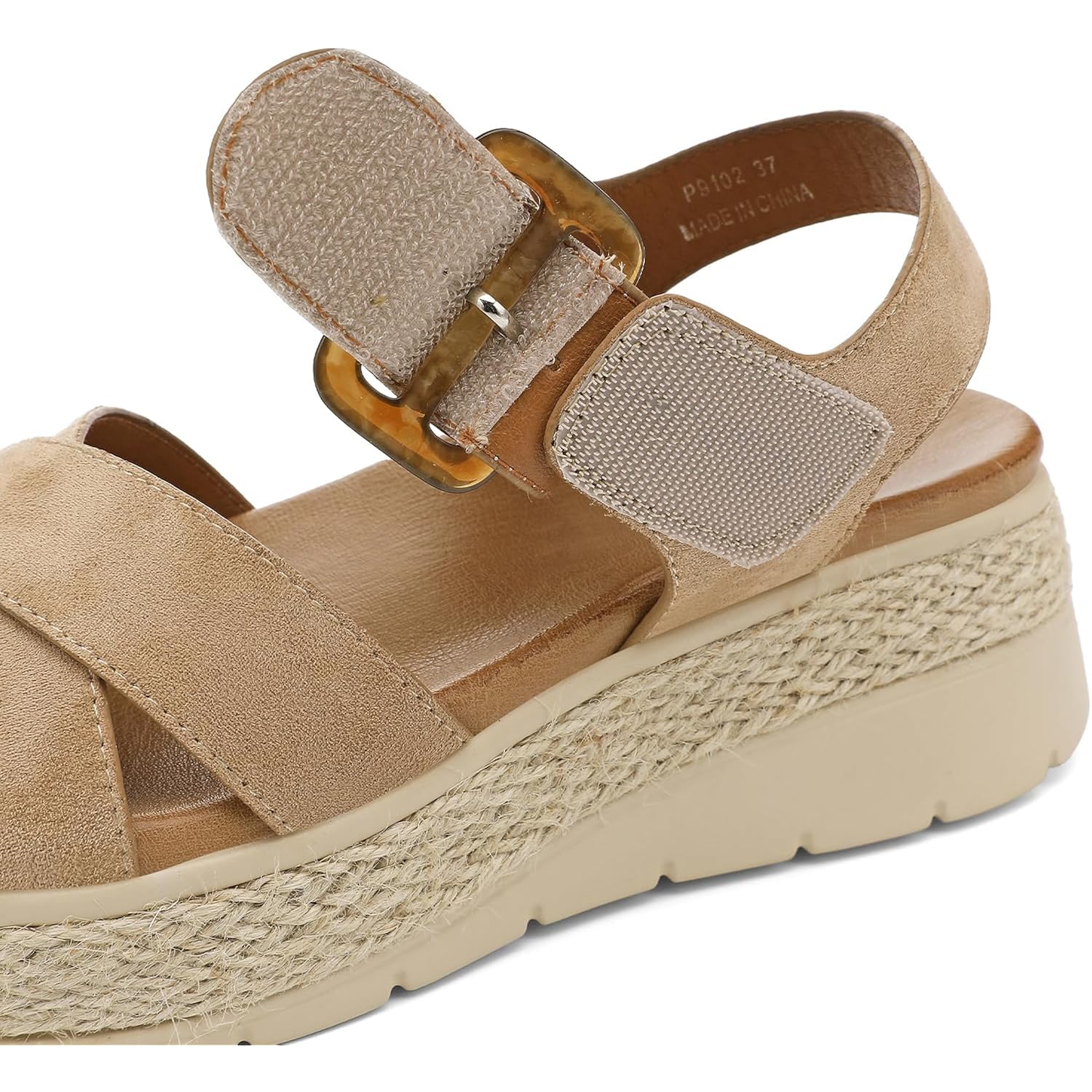 Ubfen Womens Espadrille Platform Sandals Low Wedge Heel - Orthopedic Arch Support, Cushion Insole, Comfortable Dressy Buckle Sandals For Walking And Vacation