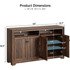 60 Inches Sideboard Buffet Cabinet With Storage, 4 Doors Large Sideboard, Kitchen Cabinet With Open Shelf & Adjustable Shelf, Kitchen Coffee Bar Console Table For Living Room, Hallway, Brown