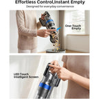 Cordless Vacuum Cleaner, 50Kpa 60Mins Self-Standing Stick Vacuum Cordless With Anti-Tangle Brush,Touch Screen,Lightweight & Portable,Vacuum Cleaners For Home,Pet Hair,Carpet, Hard Floor Blue