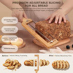 Adjustable Bread Knife For Homemade Bread Sourdough, Bamboo Handle | 304 Stainless Steel, Precision Slicing Guide, Bow Bread Knife With Extra Blade, Manual Bread Cutter, Gift For Bakers