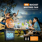 Ausic 5 Gal 12" Portable Misting Fan For Outside Patios, 30000Mah Outdoor Rechargeable Battery Oscillating Fan With Remote, Cooling Camping Dugout Fan With Light/Timer/Caster, Summer Essential