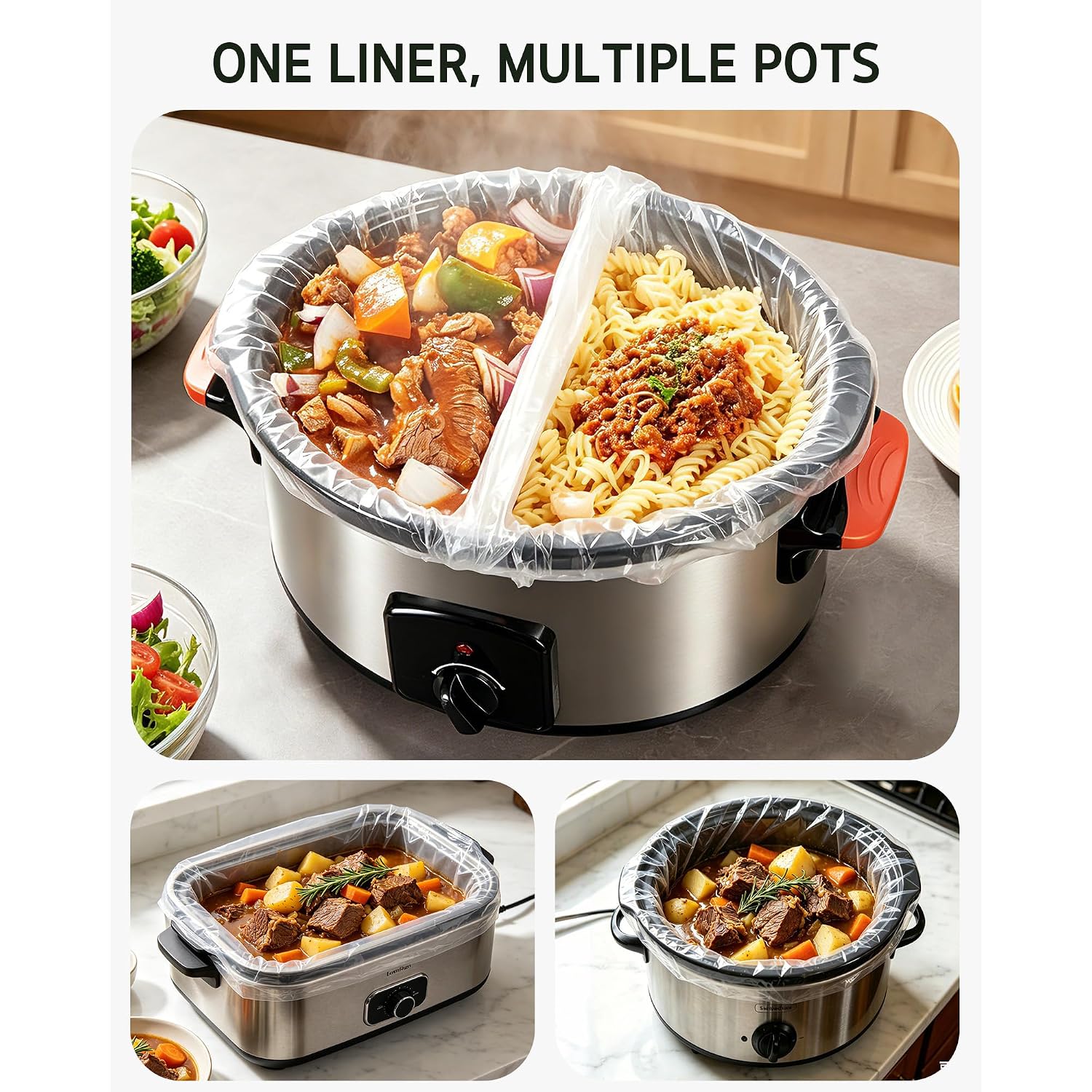 Syntus 30 Count Slow Cooker Liners, Large Size 13" X 21" Fits 3-8 Quart Pots Bpa-Free Disposable Cooking Bags Suitable For Oval & Round & Retangular Slow Cookers