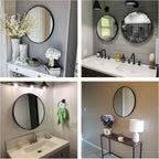 Oruii Round Mirror, Black Round Mirror 24 inch, Circle Wall Mirrors Metal Frame, Black Circular Mirrors for Bathroom, Wall, Living Room, Entryway, Hallway, Vanity, Rustic