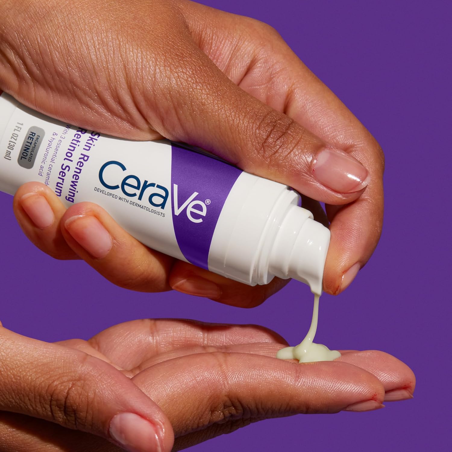 Cerave Anti Aging Retinol Serum For Face, Encapsulated Retinol With Hyaluronic Acid, Niacinamide & Ceramides, Smooths Wrinkles & Fine Lines, Gentle Skin Brightening Serum, Fragrance Free, 1 Oz