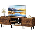 Superjare Tv Stand For 55 Inch Tv, Entertainment Center With Adjustable Shelf, 2 Cabinets, Tv Console Table, Media Console, Solid Wood Feet, Cord Holes, For Living Room, Bedroom, Rustic Brown