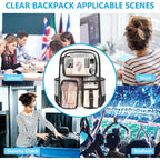 Clear Backpack For School, 17 Inch Heavy Duty Pvc Transparent Bookbag | Reinforced Straps Stitches, Clear Bag For Stadium Events Girls Boys, Large Capacity Backpack For Security College Work Black