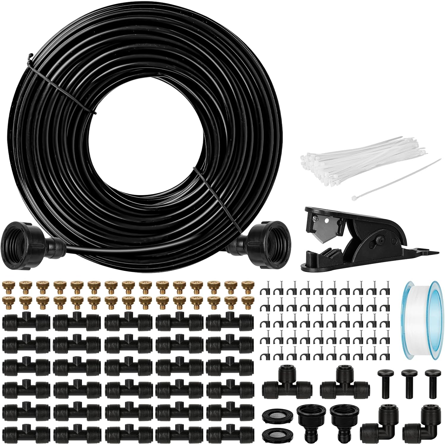 Onbrand 100Ft Misters For Outside Patio With 3/4" Adapter And 2 T-Joints | Misting System, Patio Water Misters For Cooling Outdoor, With 30 Brass Nozzles And Filter, For Greenhouse Trampoline Coop Bbq