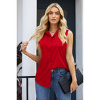 Zeagoo Women'S Sleeveless Button Down Shirts Blouses Casual Loose V Neck Tank Tops For Work S-Xxl