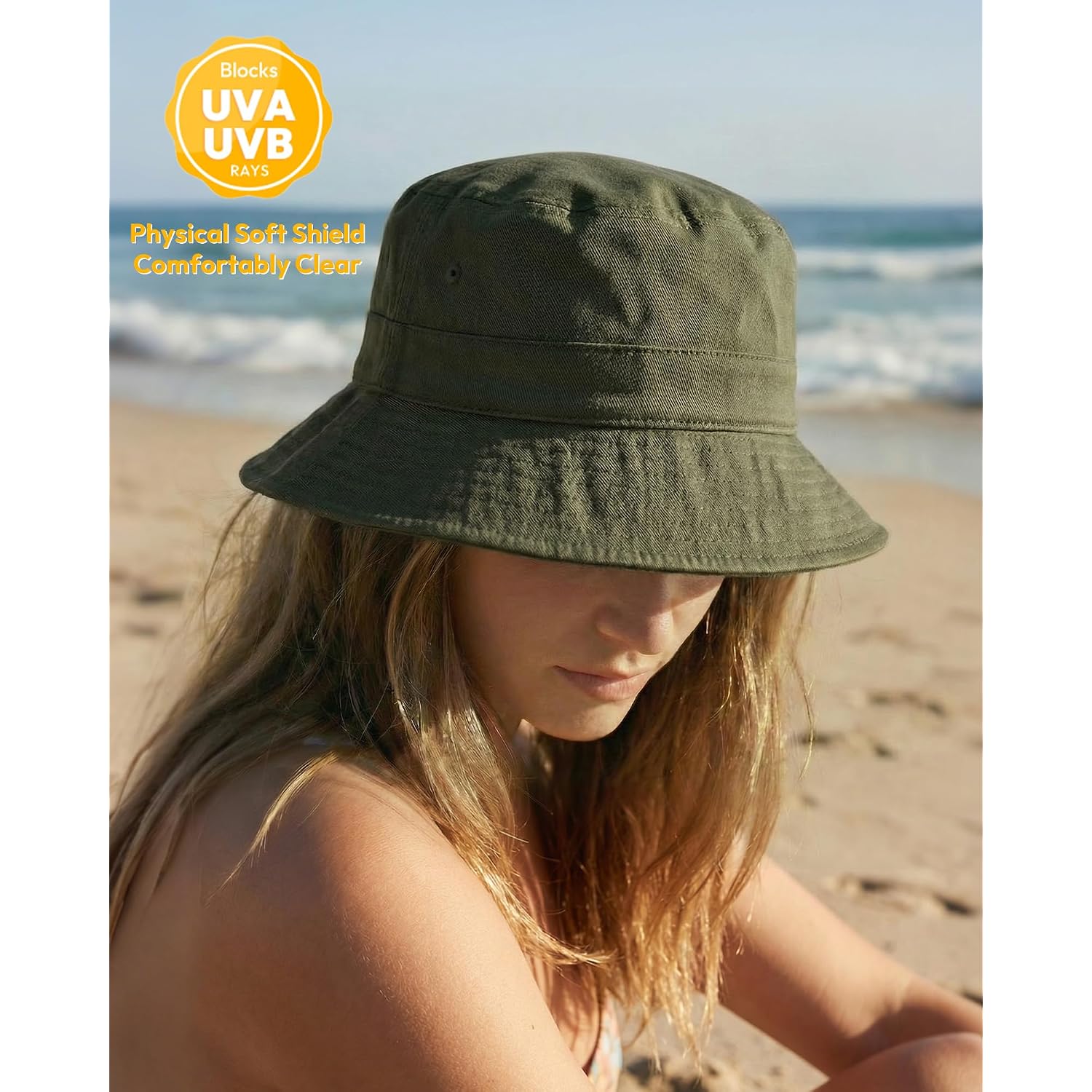 Hongteya Bucket Sun Hats For Woman Men Cotton Packable Summer Beach Sun Bucket Hats For Women Men Fishing Outdoor Vacation