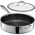 Hexclad 5.5 Quart Hybrid Nonstick Deep Sauté Frying Pan With Lid, Dishwasher And Oven-Safe, Induction Ready, Compatible With All Cooktops