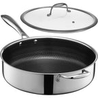 Hexclad 5.5 Quart Hybrid Nonstick Deep Sauté Frying Pan With Lid, Dishwasher And Oven-Safe, Induction Ready, Compatible With All Cooktops
