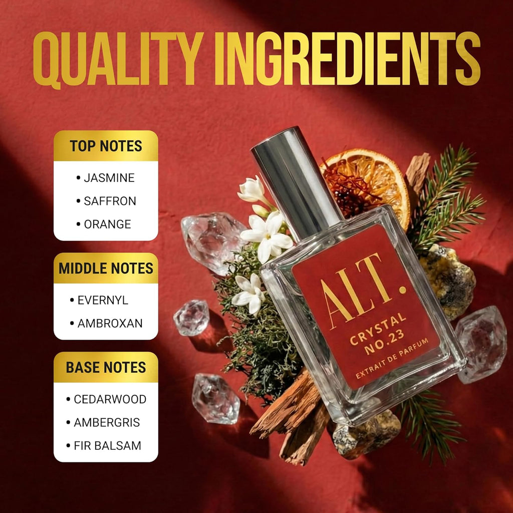 ALT. FRAGRANCES Crystal No. 23 – Inspired by Baccarat Rouge 540, Unisex Perfume, Extrait de Parfum, Long Lasting Perfume for Men & Women with Jasmine, Amberwood & Cedar Notes, 100ml
