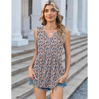 Womens Tank Tops Sleeveless Peplum V Neck Babydoll Casual Flowy Boho Beach Summer Shirts